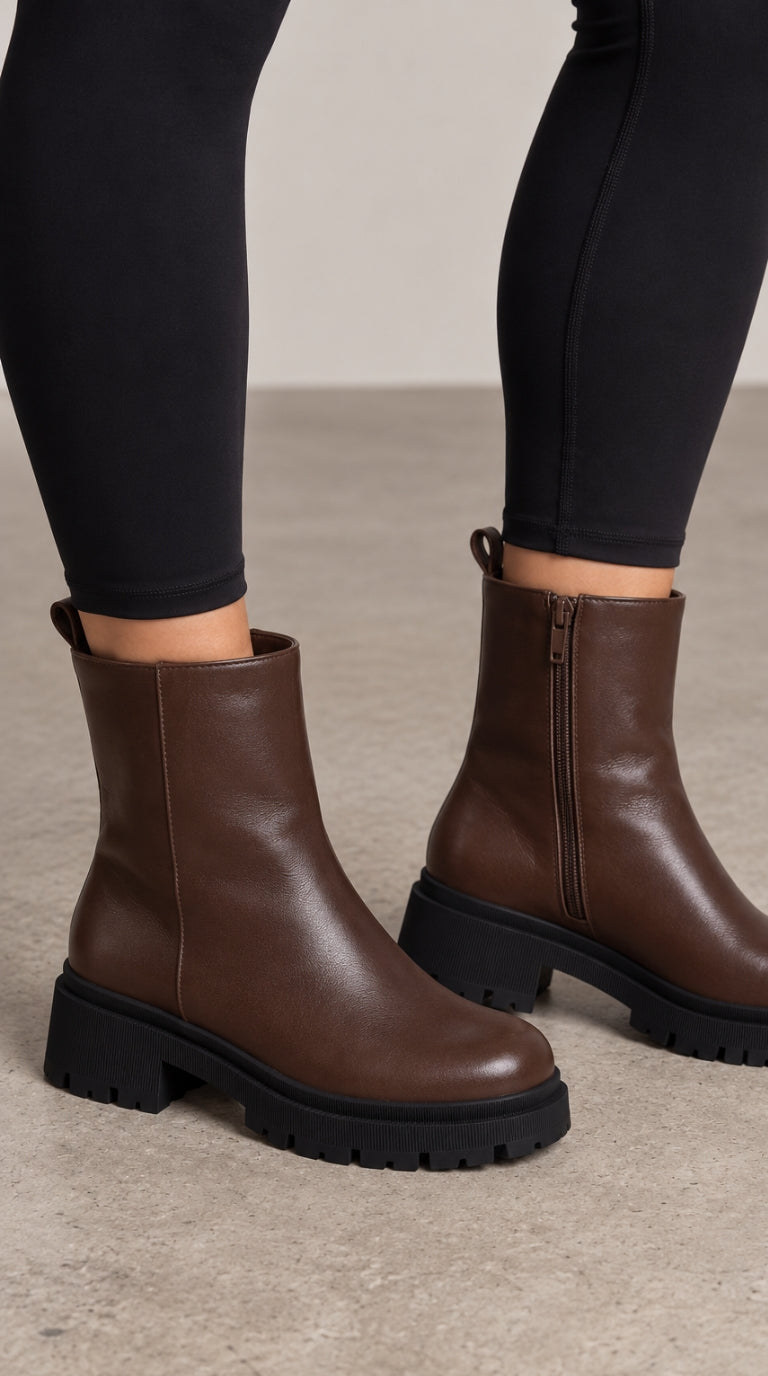 Mandy Faux Leather Ankle Boots