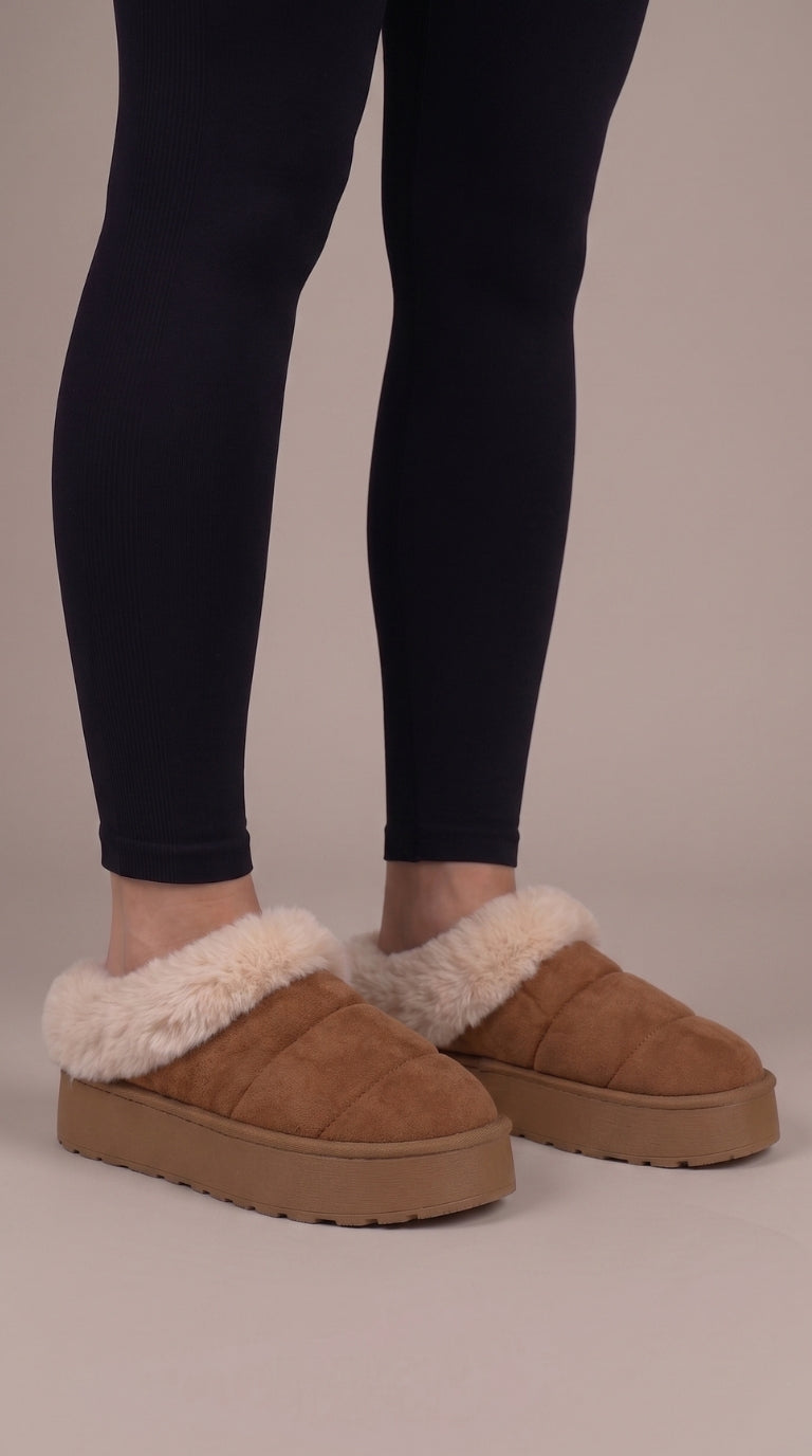 Eris Faux Fur Suede Platform Clogs