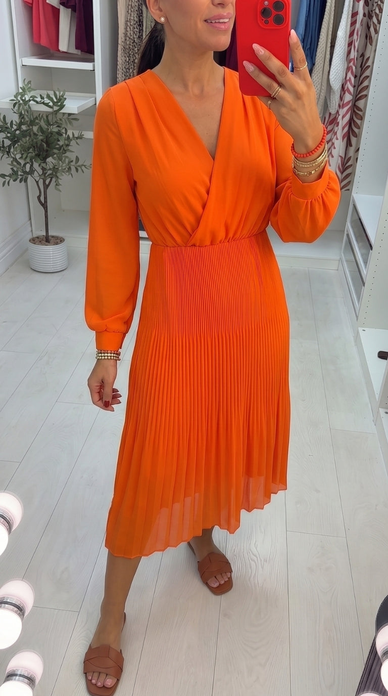 Elmer Wrap Effect Pleated Plisse Dress