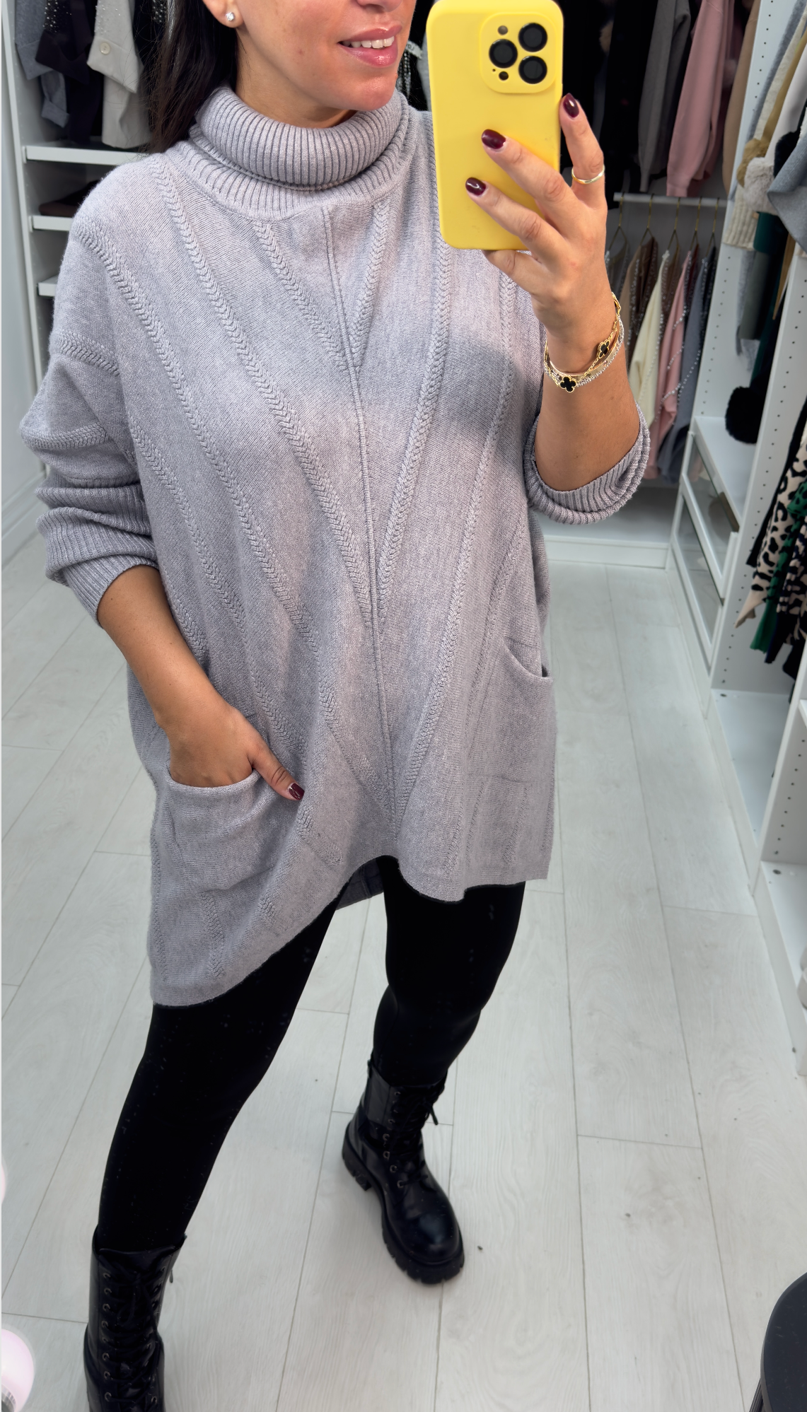 Dawn Plain Oversized Asymmetric Detail Roll Neck Jumper