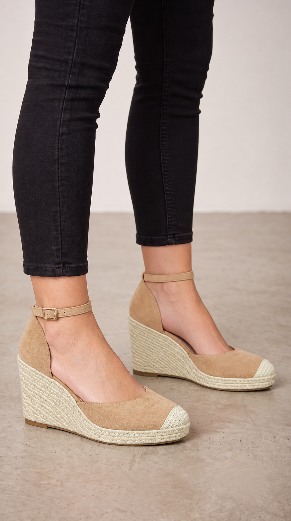Almond Plain Faux Suede Wedges