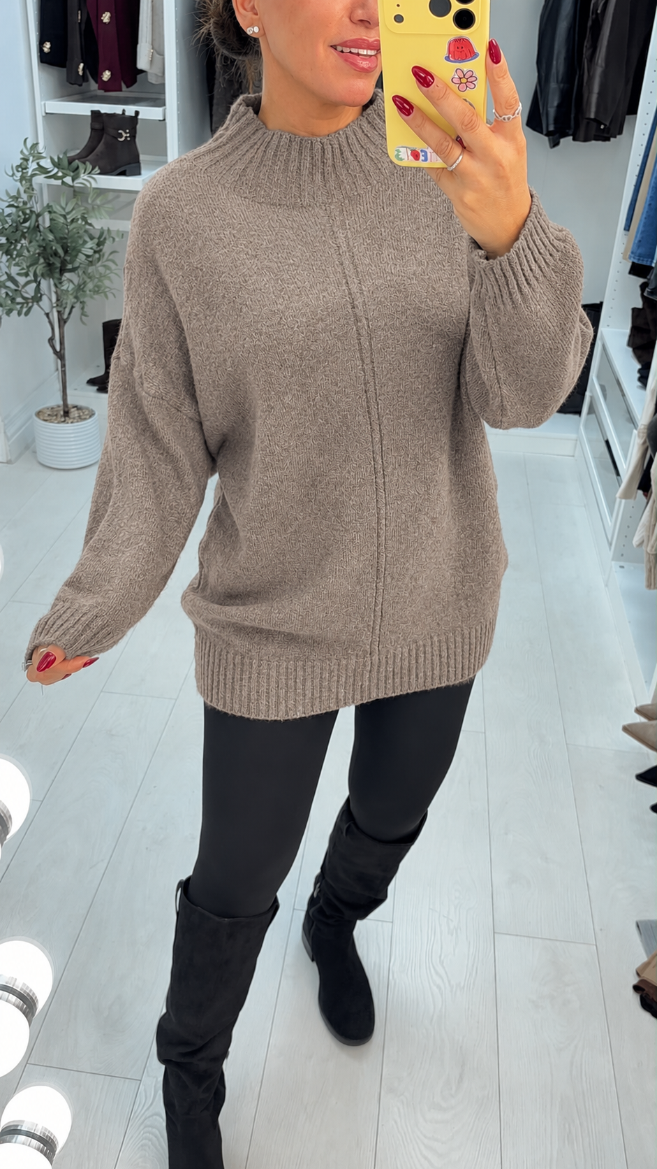 Sadia Plain High Neck Longline Jumper