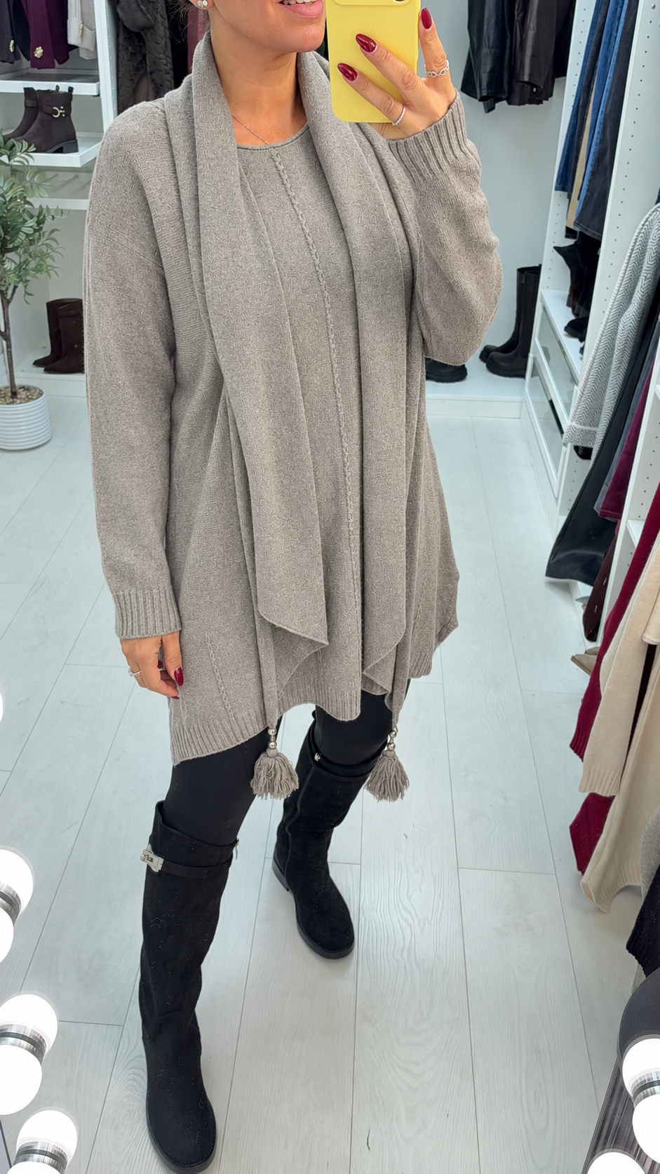 Kendra Plain Longline Scarf Jumper