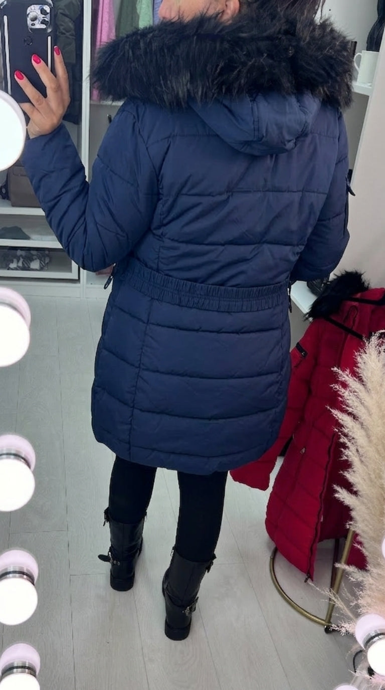 Trixie Navy Faux Fur Hooded Coat