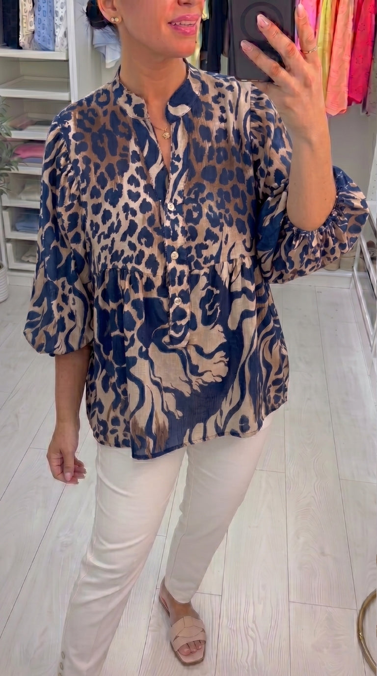Zoya Animal Print Lightweight Blouse