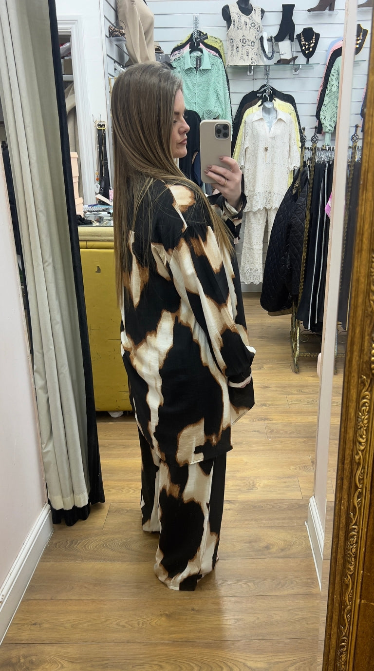 Luciana Abstract Print Shirt Co-Ord Set