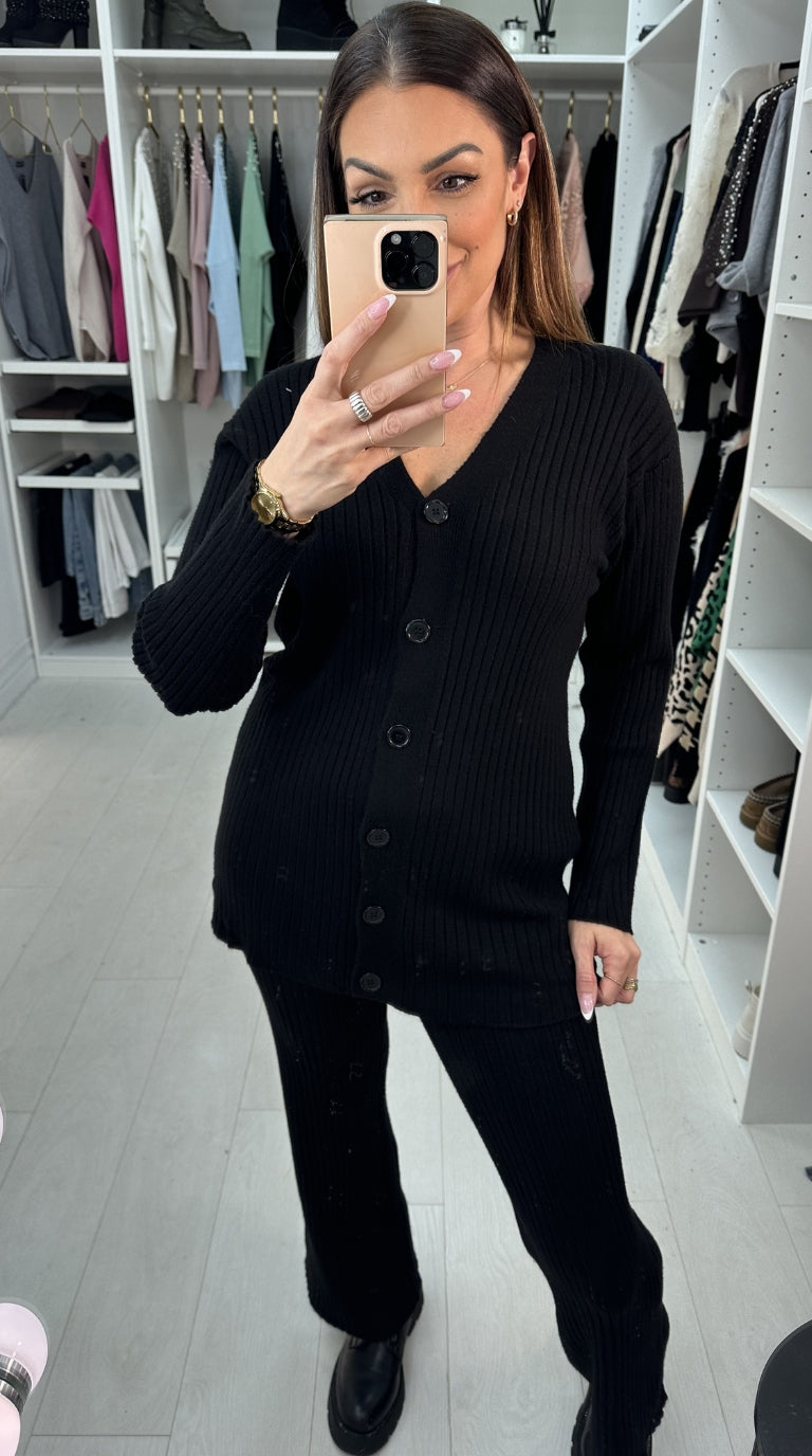 Ditah Plain Ribbed Loungewear Set