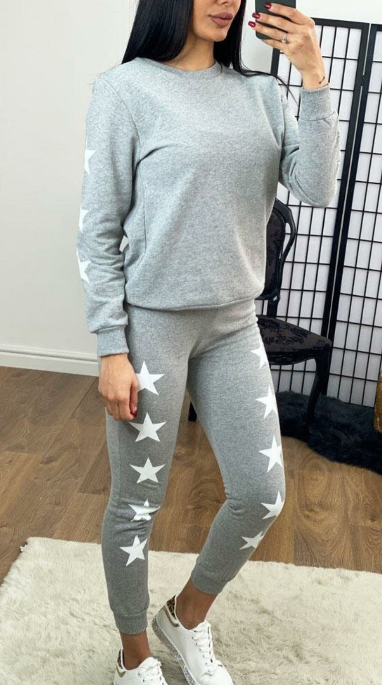 Palmera White Star Detailed Soft Loungewear Set
