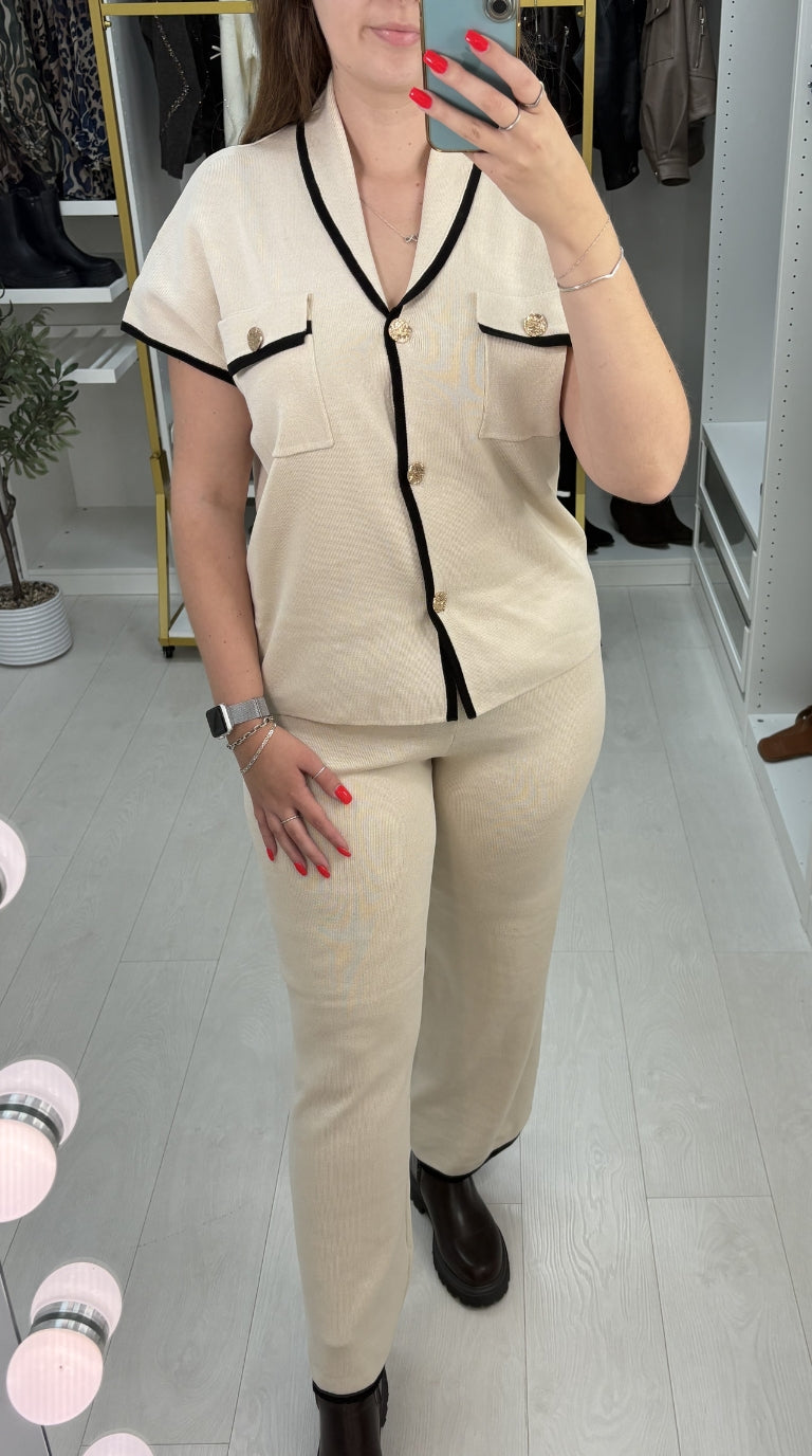 Renice Colour Block Hem V Neck Co-Ord Set