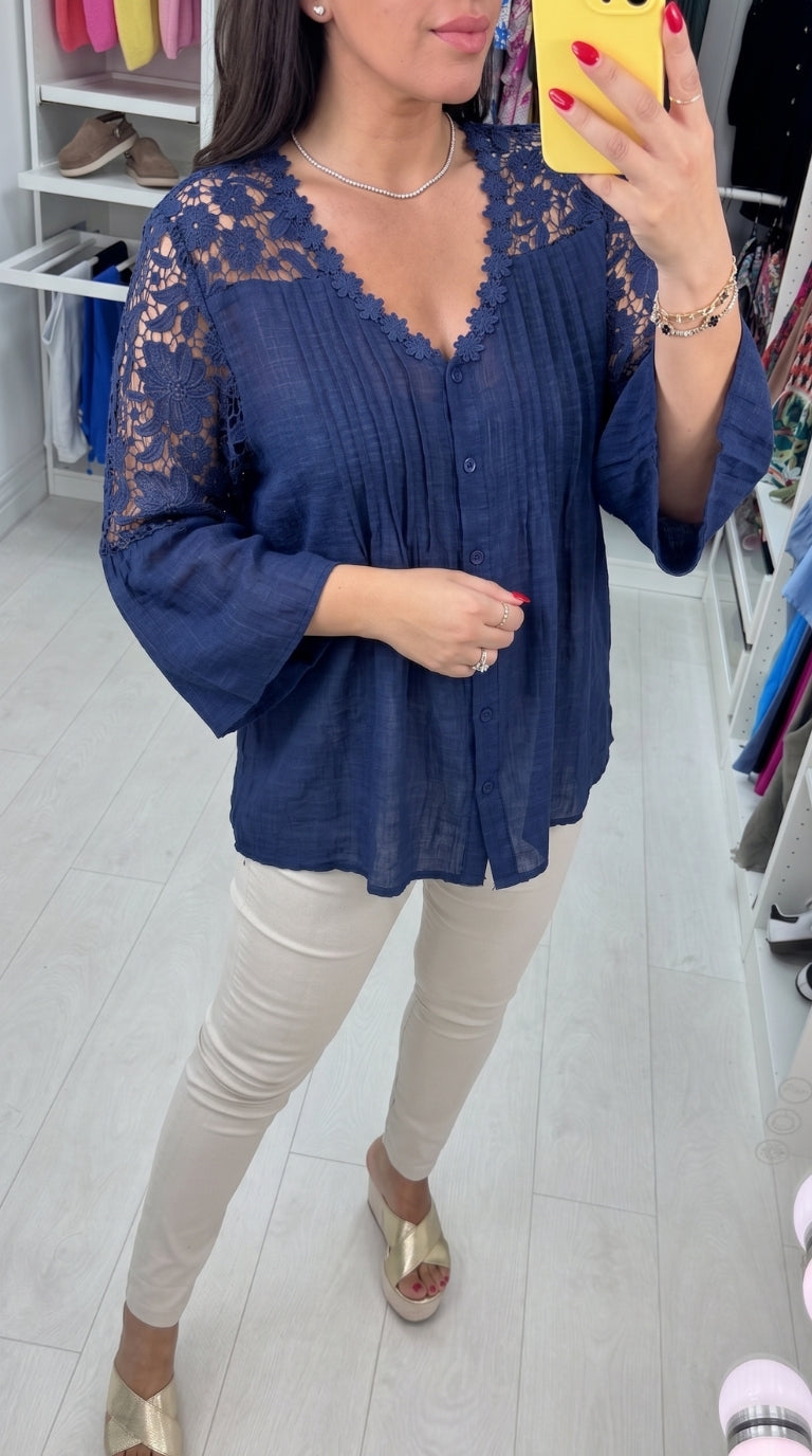 Cheyenne Plain Crochet Blouse