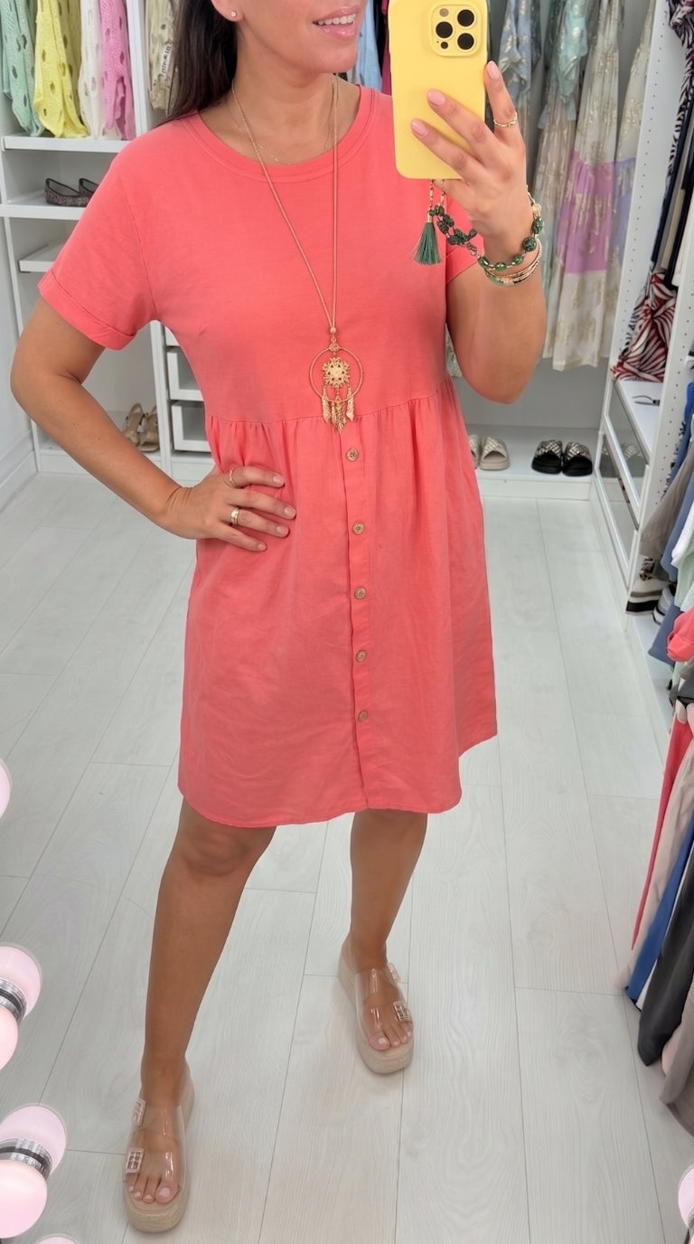 Palmina Button Detailed Necklace Dress