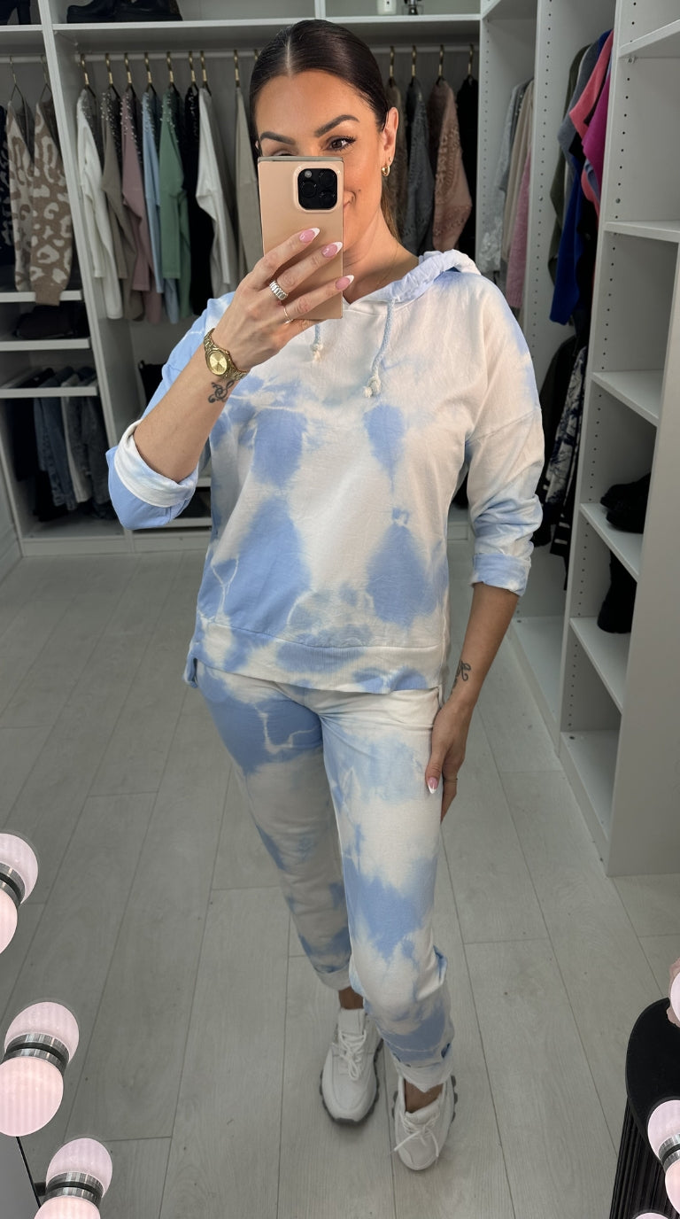 Renise Oversized Tie Dye Hooded Loungewear Set