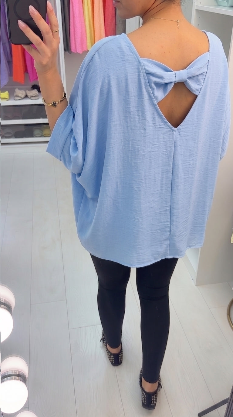 Mylana Plain Bow Back Loose Fit Top