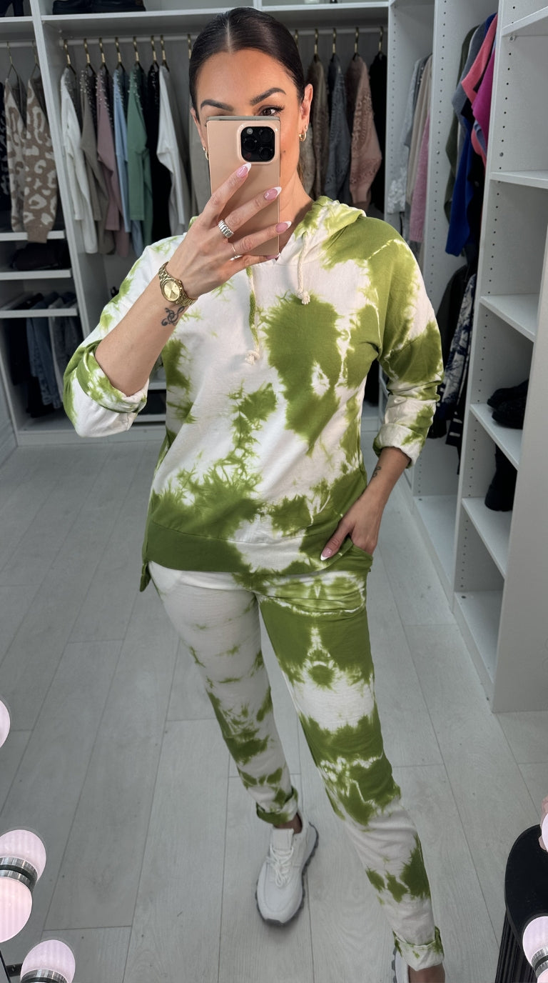 Renise Oversized Tie Dye Hooded Loungewear Set