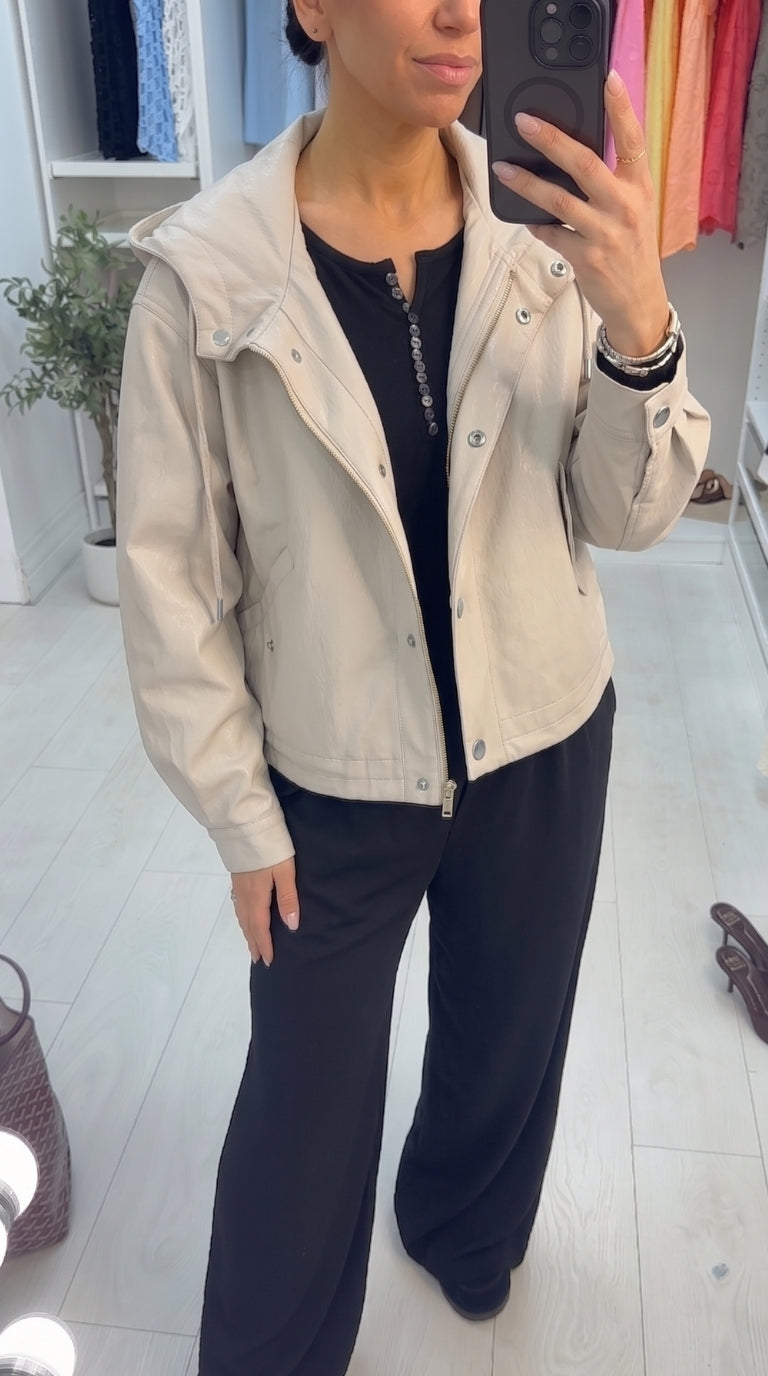 Lula Faux Leather Hooded Jacket