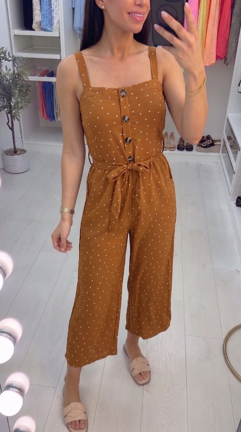 Calico Polka Dot Button Jumpsuit