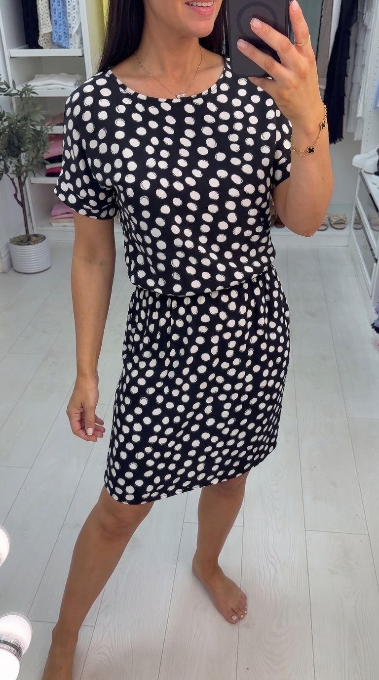 Abe Polka Dot Elasticated Floaty Dress
