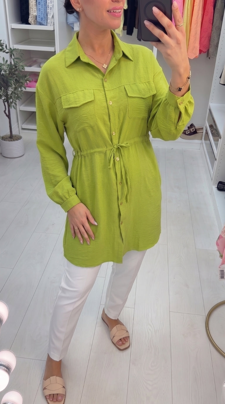 Kaitlin Plain Drawstring Waist Tunic
