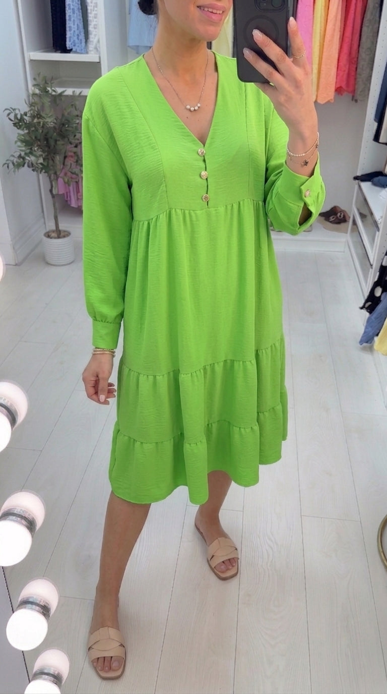 Lumi Plain Tiered Hem Smock Dress