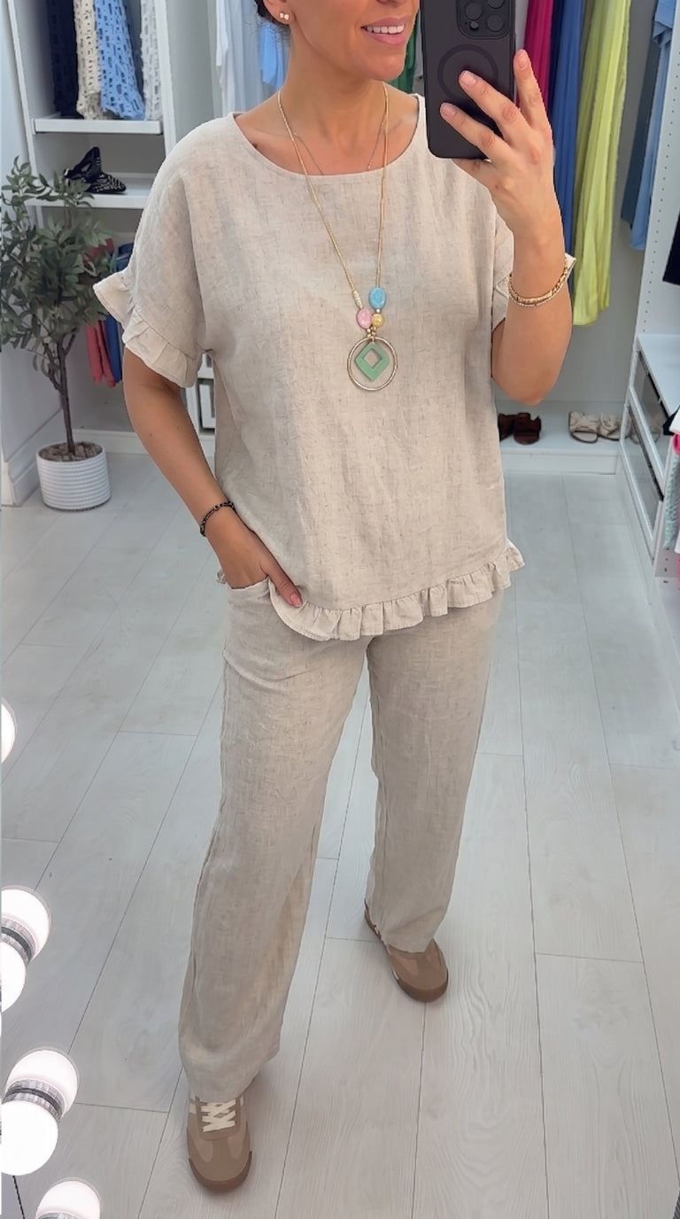 Marie Plain Frill Detail Loose Fit Co-Ord Set