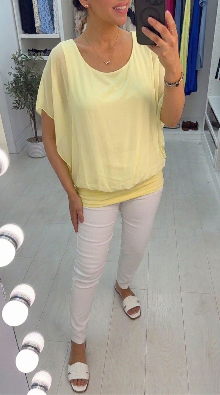 Carrin Plain Bubble Hem Chiffon Top