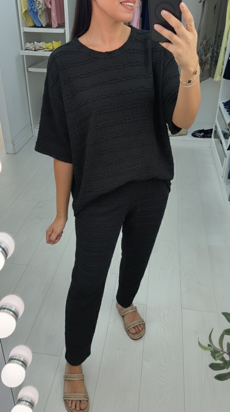 Zayella Textured Loose Fit Co-Ord Set