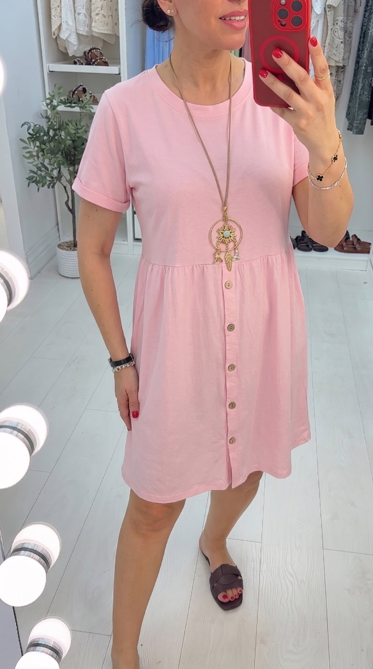 Palmina Button Detailed Necklace Dress