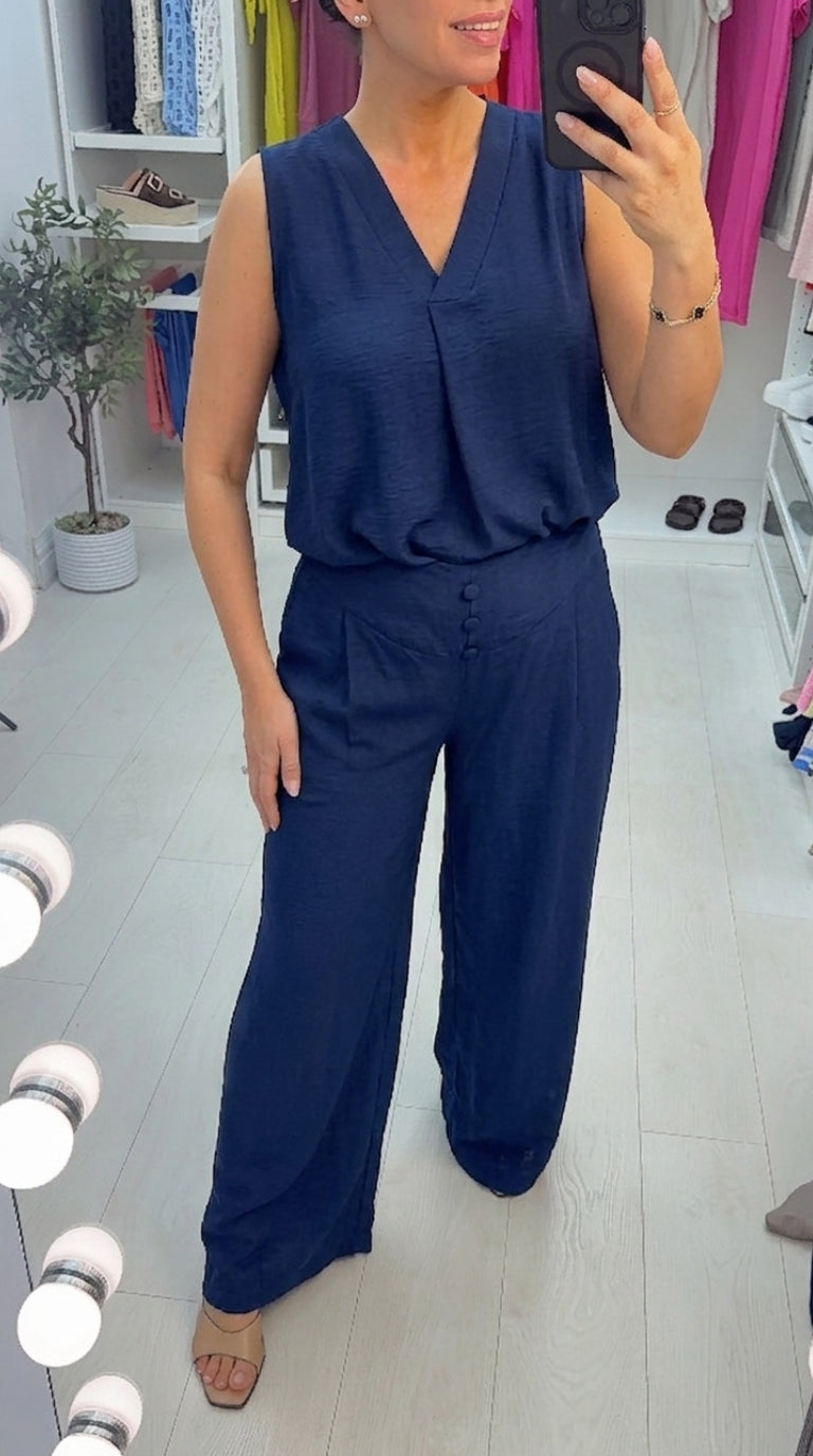 Doria Plain V Neck Sleeveless Co-Ord Set