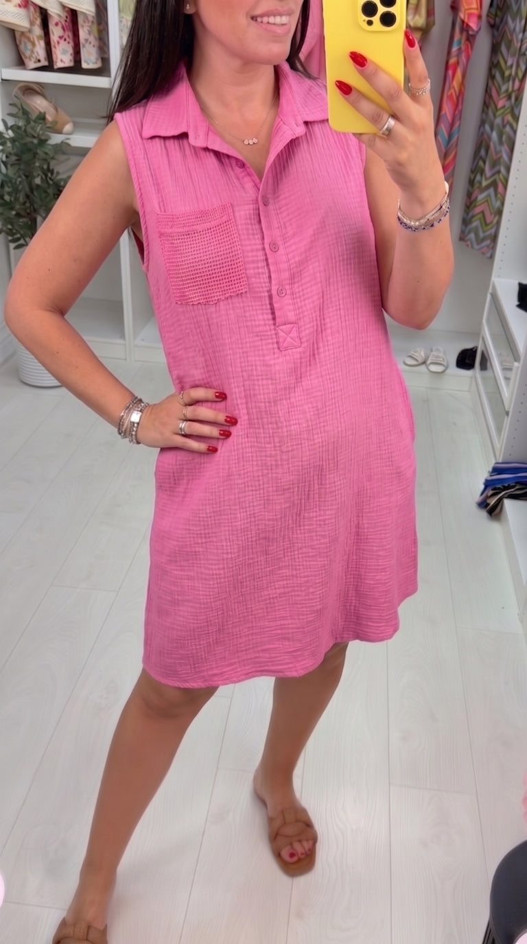 Jackie Sleeveless Cheesecloth Shirt Dress