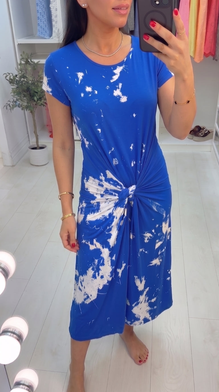 Catissa Marble Print Stretch Dress