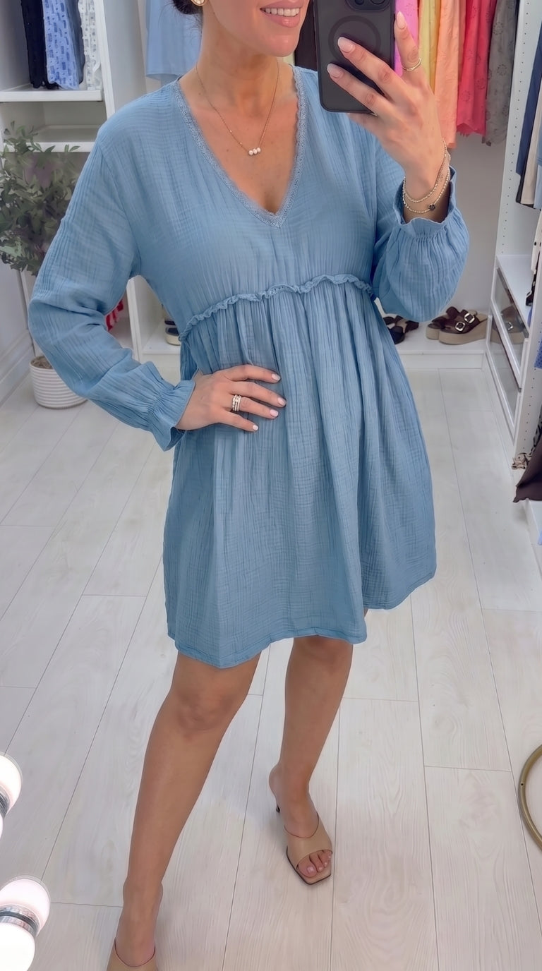 Florrie Lace Detail Cheesecloth Babydoll Dress