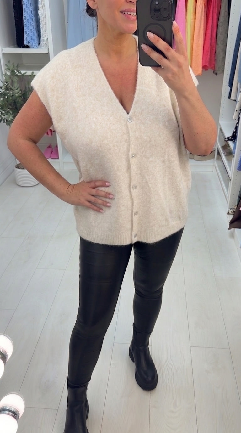 Sabella Plain Sleeveless Knitted Cardigan
