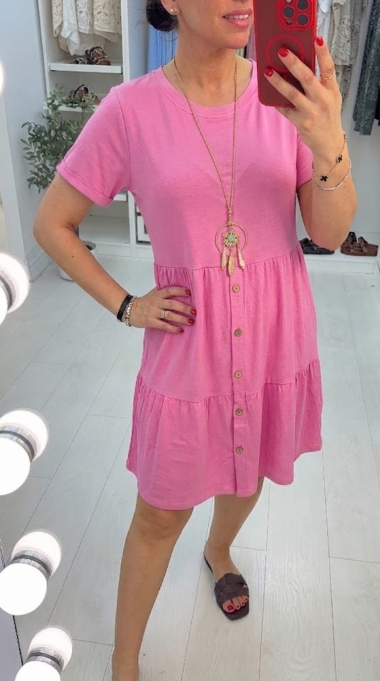 Palmina Button Detailed Necklace Dress