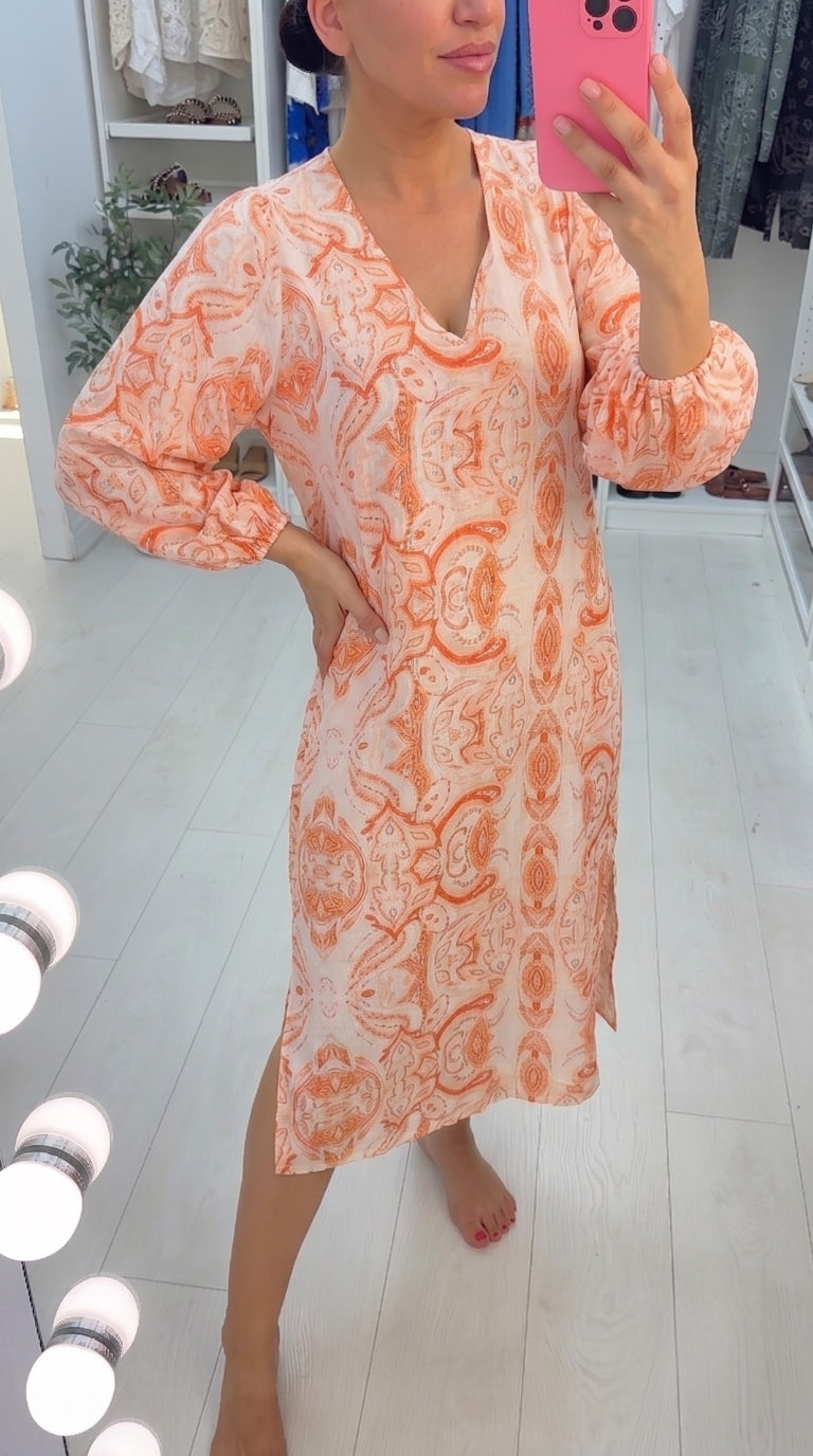 Whaley Paisley Print Puff Sleeve Dress