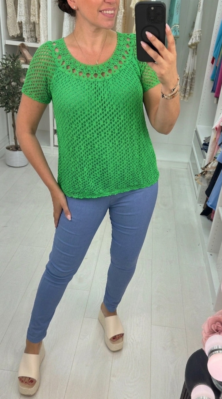 Casandra Crochet Bubble Hem Top