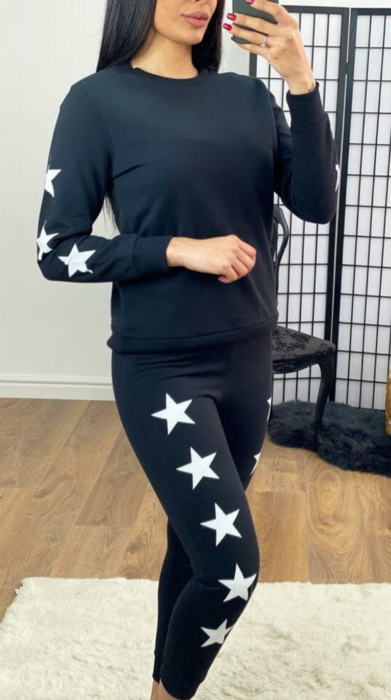 Palmera White Star Detailed Soft Loungewear Set