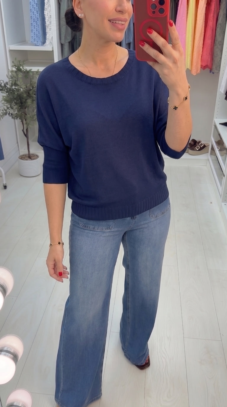 Kasandra Plain Thin Knit Batwing Top