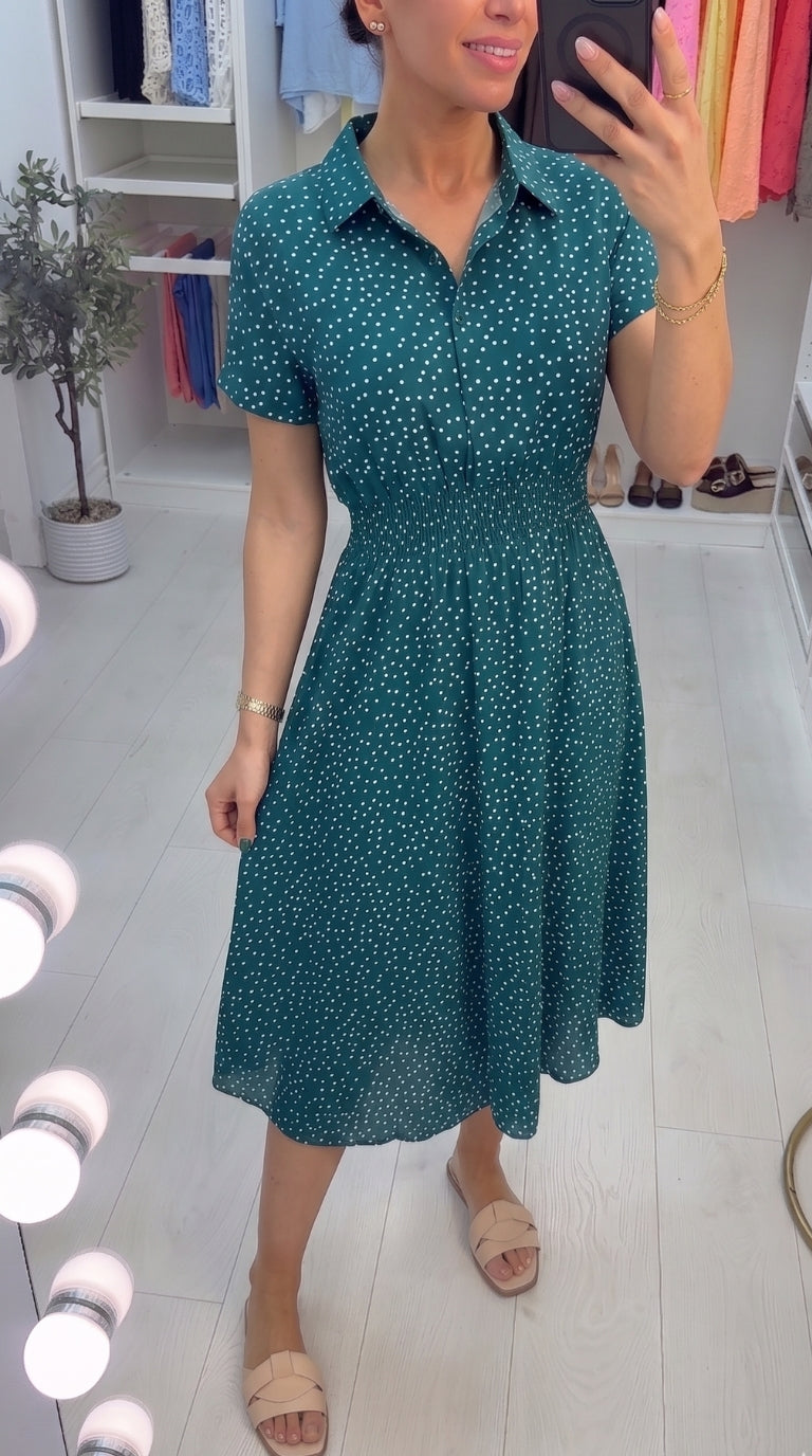 Venez Polka Dot Swing Dress With Pockets