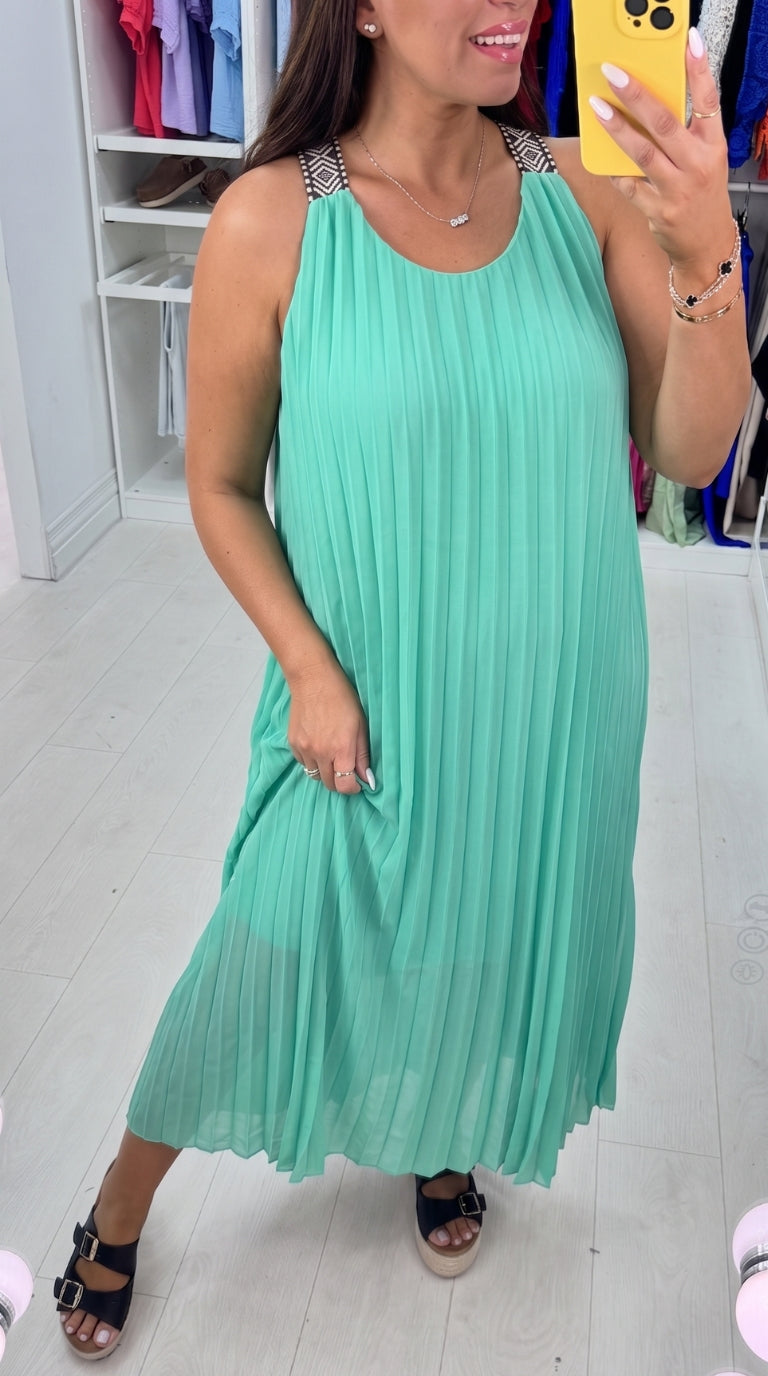 Loretta Pleated Racerback Maxi Dress