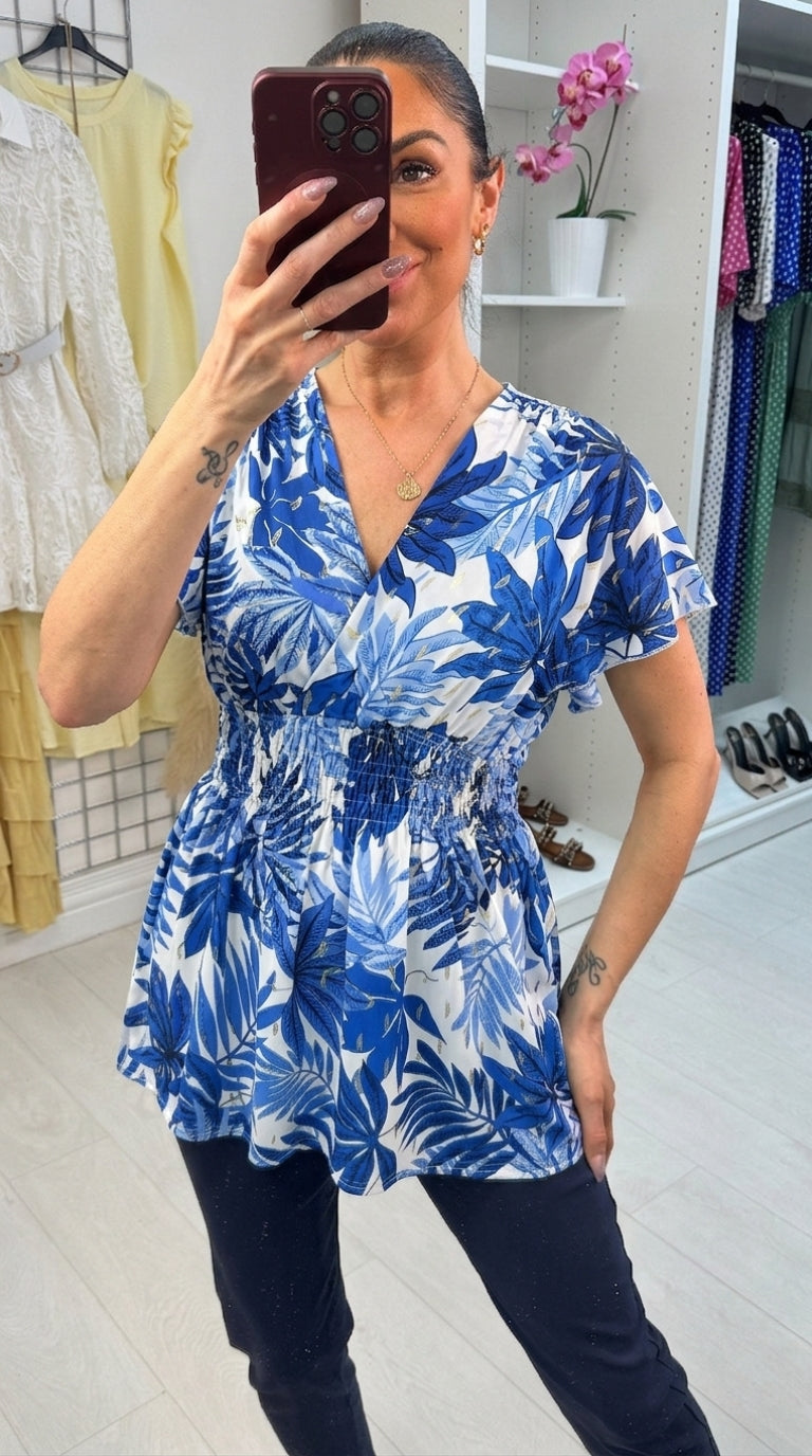 Keslie Leaf Print Magic Stretch Top
