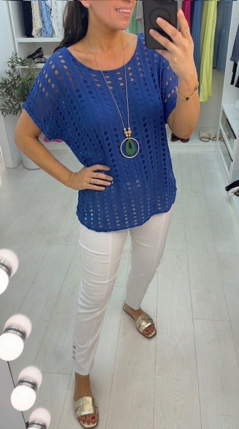 Atilla Plain Textured Bubble Hem Necklace Top