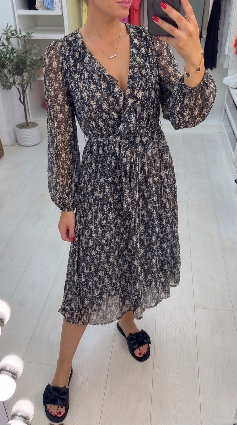 Northern Lurex Floral Print Midi Dress