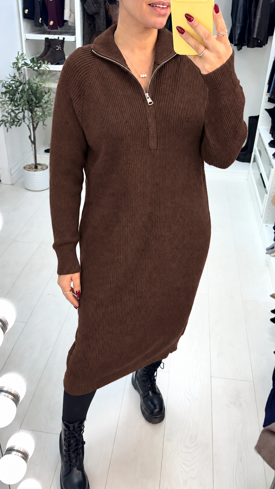 Stevie Plain Zip Front Jumper Dress