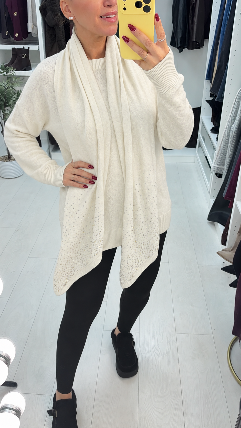 Francis Plain Diamante Embellished Scarf Jumper