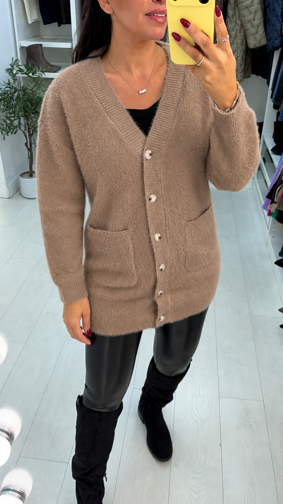 Nisana Plain Super Soft Fluffy Longline Cardigan