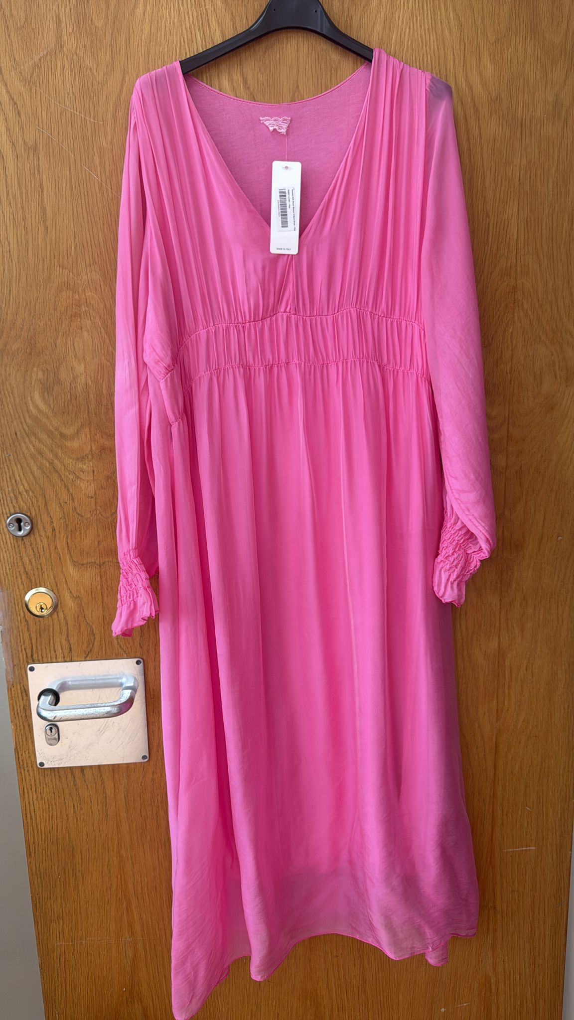 Roseeta Silk Sheer Sleeve V Neck Dress