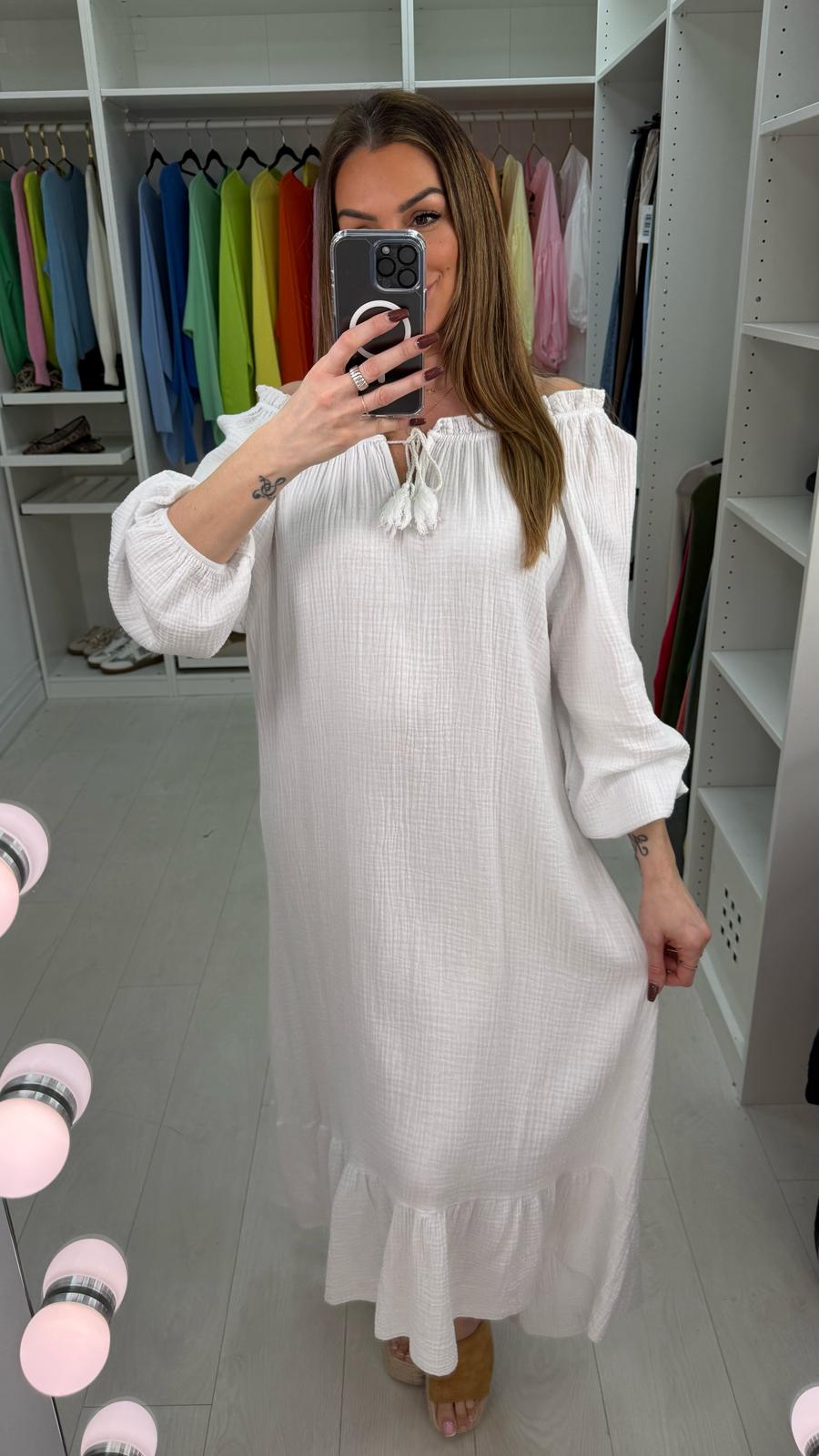 Ainsley Plain Cheesecloth Maxi Dress