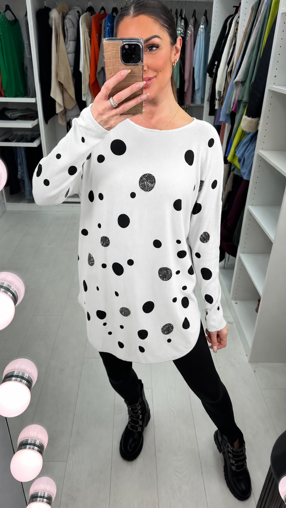 Mildred Diamante Spot Fine Knit Jumper