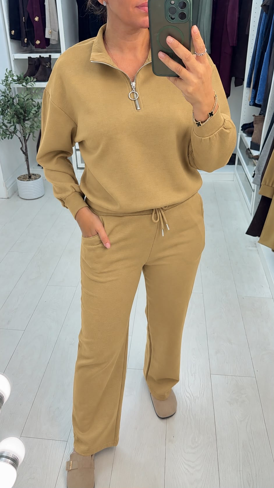 Nivara Plain Quarter Zip Loungewear Set