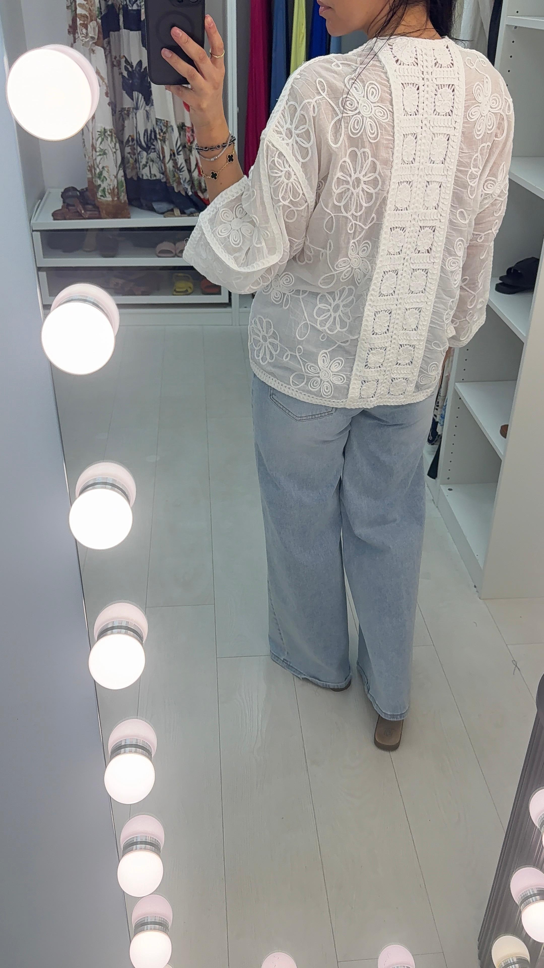 Liana Plain Embroidered Tie Front Cardigan